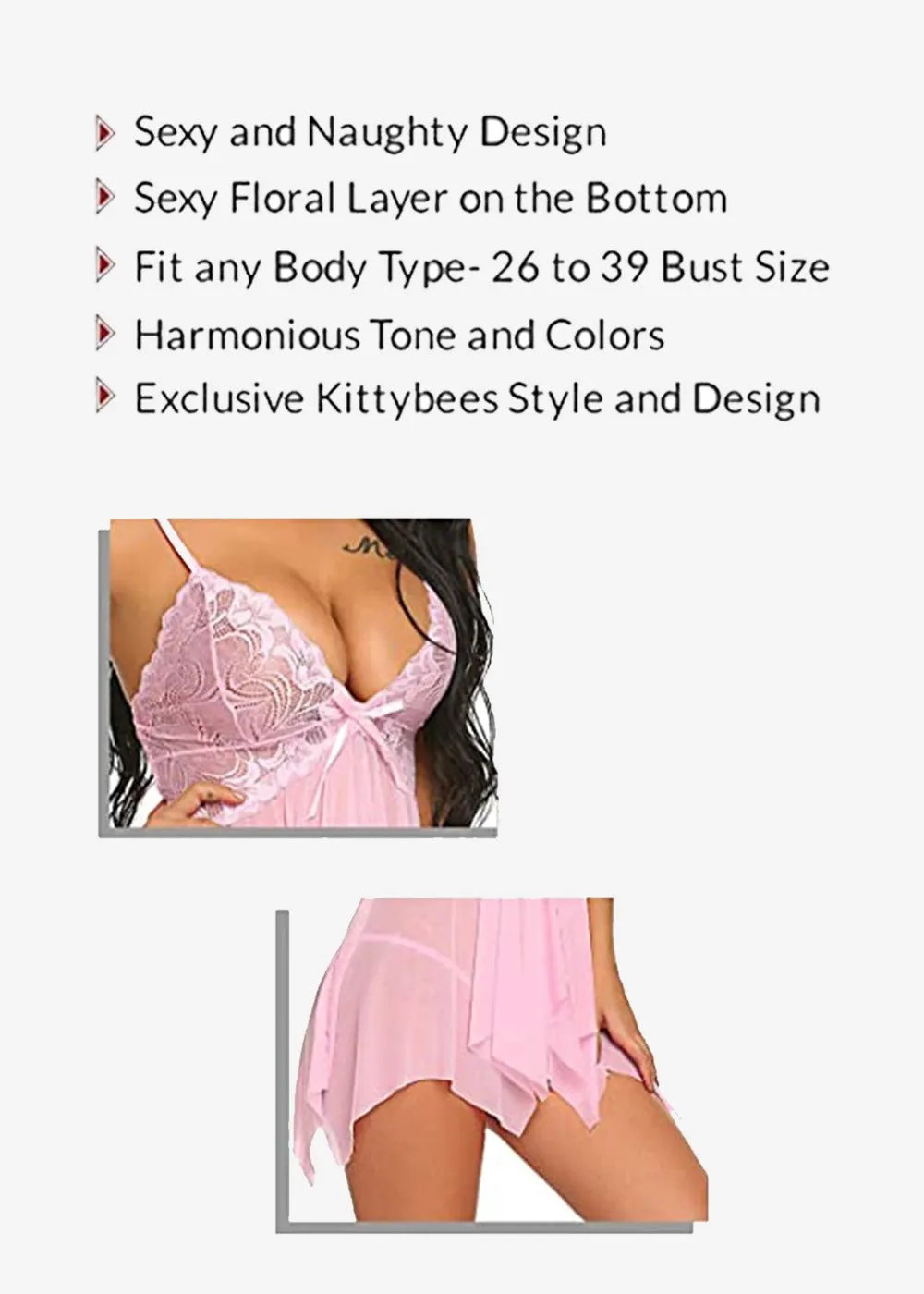 Women's Babydoll Nightwear Dress, Honeymoon Lingerie