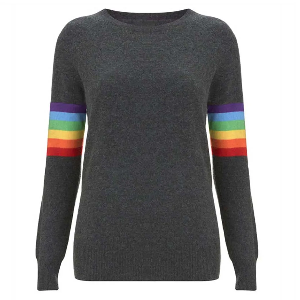 Women's dark grey vintage knit crew neck top