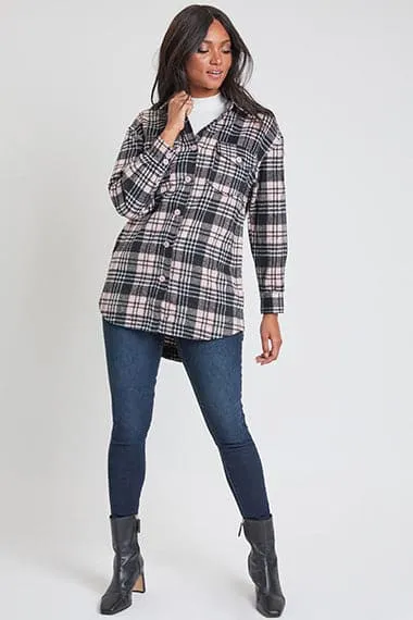 Women's Long Sleeve Plaid Oversized Shacket