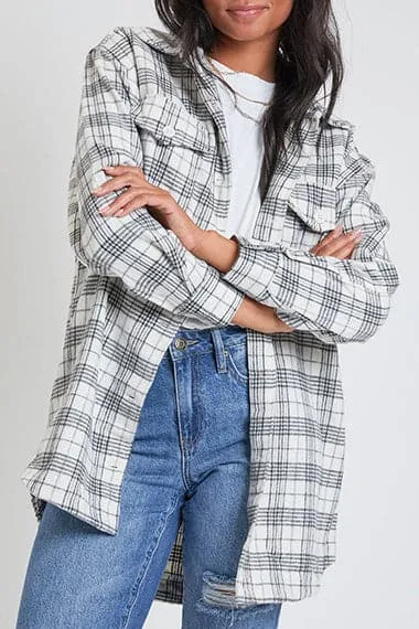 Women's Long Sleeve Plaid Oversized Shacket