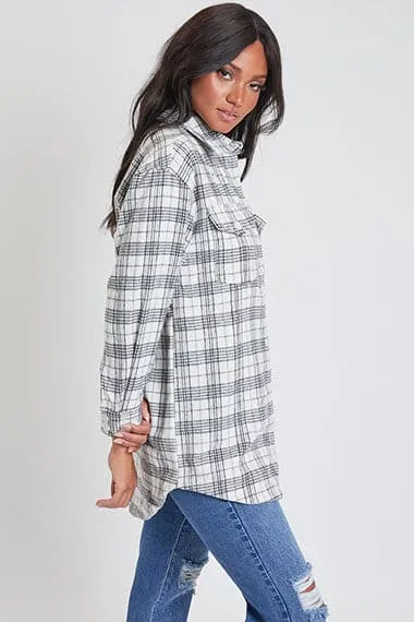 Women's Long Sleeve Plaid Oversized Shacket