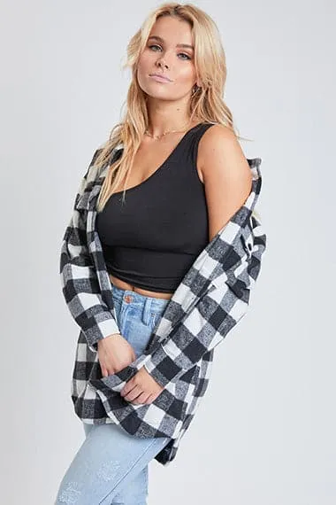 Women's Long Sleeve Plaid Oversized Shacket