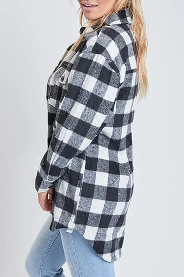 Women's Long Sleeve Plaid Oversized Shacket