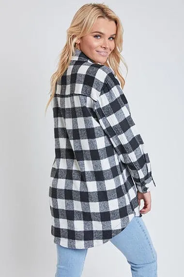 Women's Long Sleeve Plaid Oversized Shacket