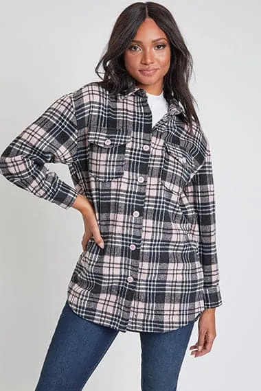 Women's Long Sleeve Plaid Oversized Shacket