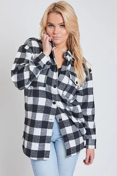 Women's Long Sleeve Plaid Oversized Shacket