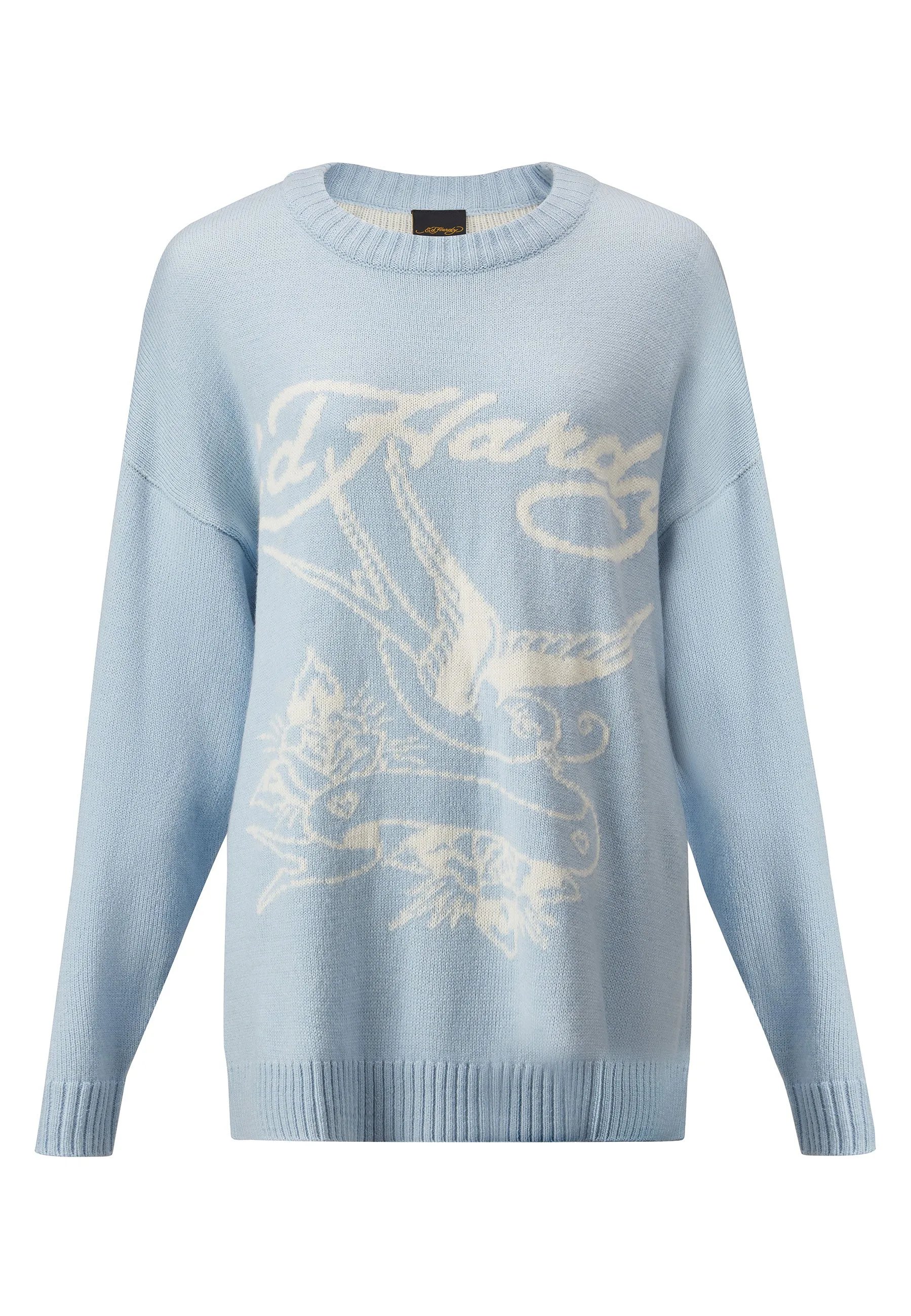 Womens Love Bird Jaquard Knitted Jumper - Blue