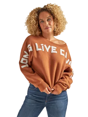 Wrangler Women's Argan Oil Long Live Cowboys Cinched Fleece Sweater