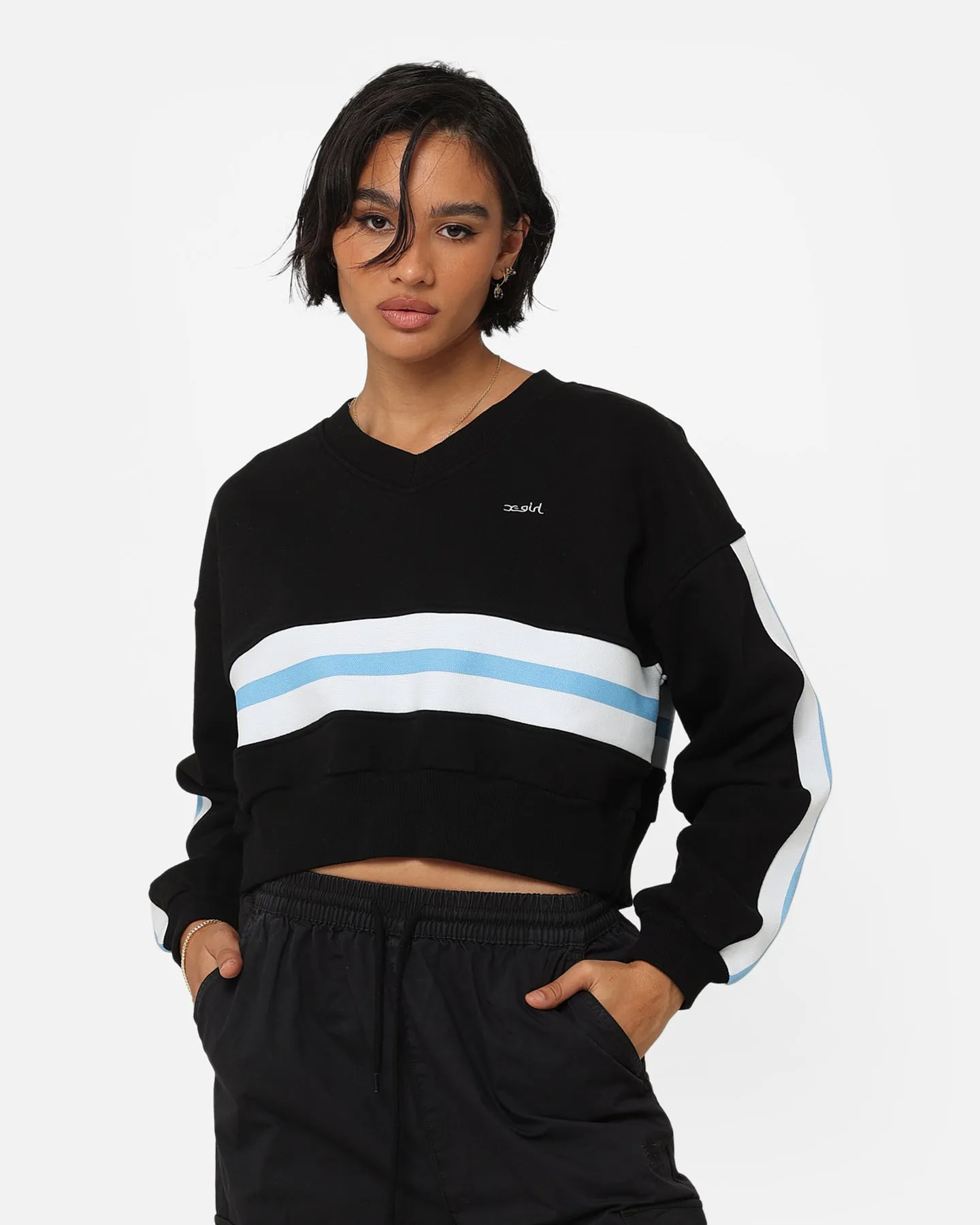 X-Girl Women's Panelled Sweat Top Black