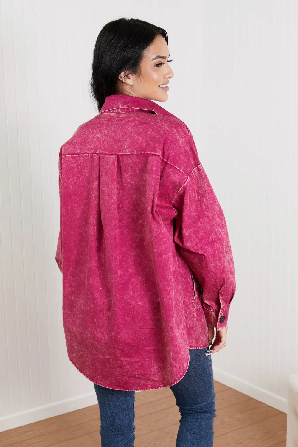 Zenana Bonfire Skies Full Size Vintage Wash Shacket