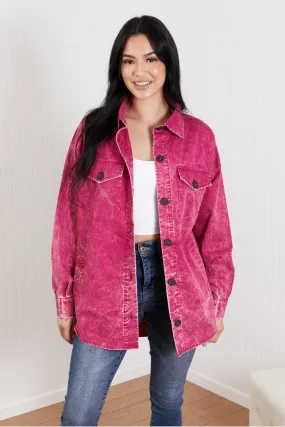 Zenana Bonfire Skies Full Size Vintage Wash Shacket